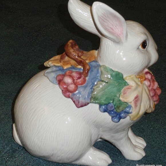 Bunny Rabbit Cookie Jar 11.25" Fitz And Floyd Essentials Fruits CHRISTMAS GIFT! - Picture 6 of 10